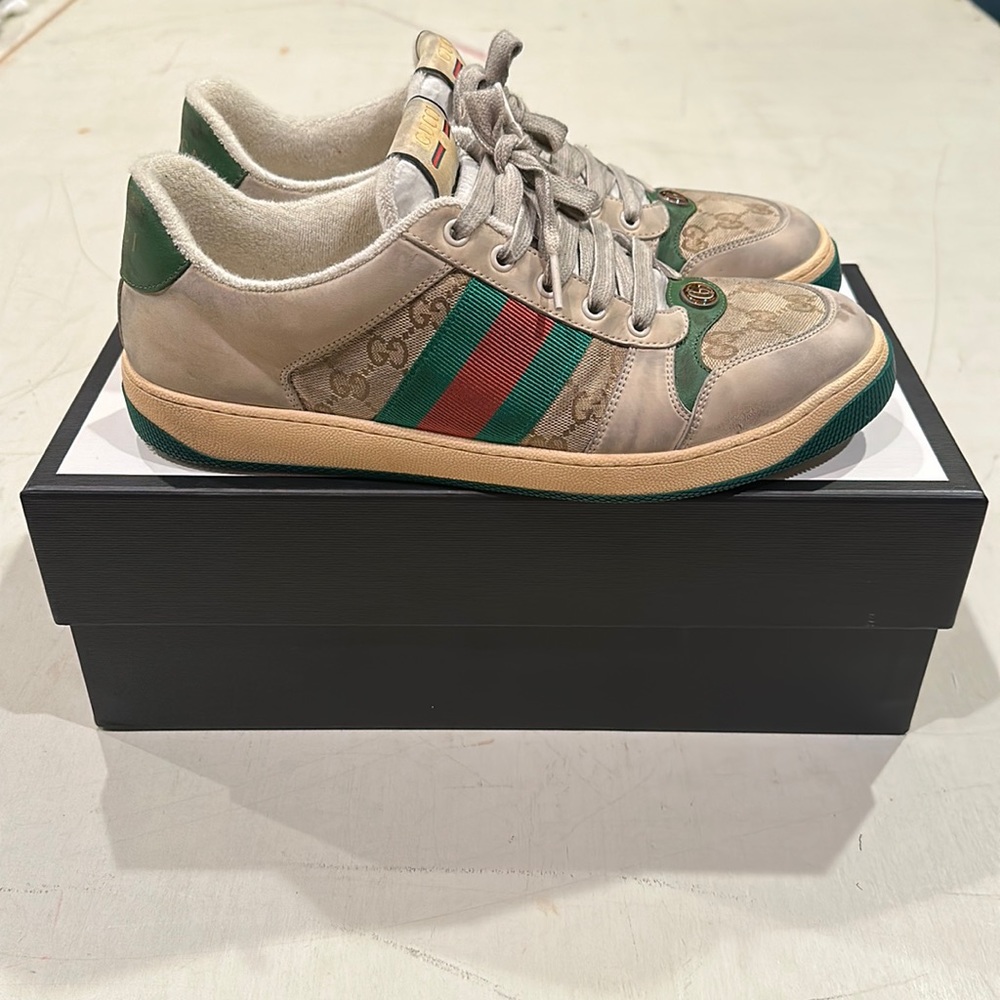 Gucci Men's Distressed Screener GG sneaker